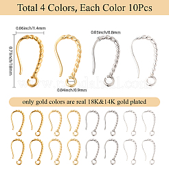 40Pcs 4 Colors Long-Lasting Plated Brass Ear Wire&nbsp;KK-SC0006-51