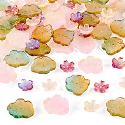 100Pcs 4 Styles Baking Paint Transparent Glass Bead Caps&nbsp;DGLA-TA0001-48