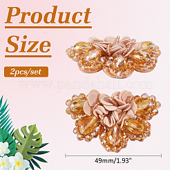2Pcs Flower Glass & Cloth Shoe Buckle Clips&nbsp;HJEW-ME00092