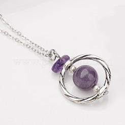 Natural Amethyst Pendant Necklaces&nbsp;NJEW-JN01610-05