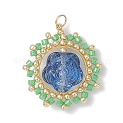 Glass Seed Beaded Flower Pendants&nbsp;PALLOY-MZ00859