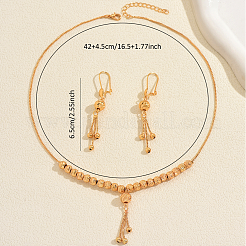 Vintage Brass Round Beaded Tassel Necklace & Earrings for Women&nbsp;BM2908