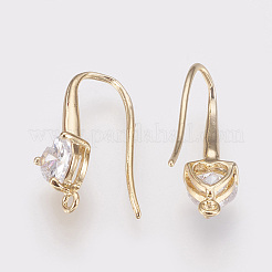 Brass Cubic Zirconia Earring Hooks&nbsp;X-KK-R037-191G