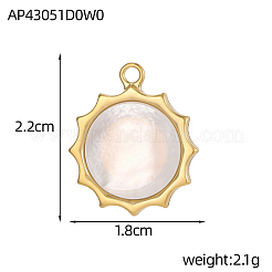 304 Stainless Steel with Shell Pendants&nbsp;STAS-OY005-90G