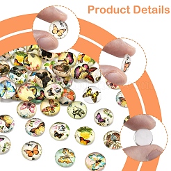 60Pcs Half Round with Butterfly Glass Cabochons&nbsp;GGLA-FS0001-16B