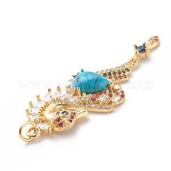 Brass Micro Pave Cubic Zirconia Pendants&nbsp;ZIRC-P099-15G