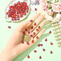 100Pcs 2 Styles Ladybug Resin Cabochons&nbsp;MRMJ-YW0001-079
