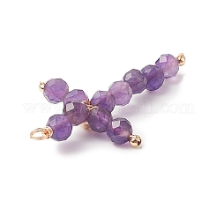 Natural Amethyst Faceted Round Copper Wire Wrapped Pendants&nbsp;PALLOY-JF02011-05