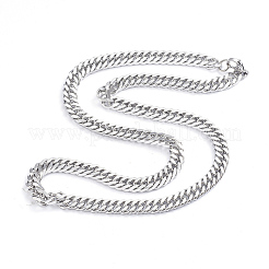 Non-Tarnish Men's 304 Stainless Steel Diamond Cut Cuban Link Chain Necklaces&nbsp;NJEW-L173-002B-P