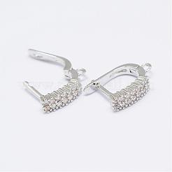 Brass Micro Pave AAA Cubic Zirconia Ear Harp Hoop Earring Findings&nbsp;KK-F699-02P-NR