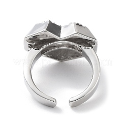 Heart Rack Plating Brass Micro Pave Clear Cubic Zirconia Open Rings&nbsp;RJEW-D020-09P