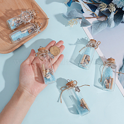 6Pcs 6 Styles Ocean Theme Column Glass Wishing Bottle Big Pendants&nbsp;AJEW-ME00013
