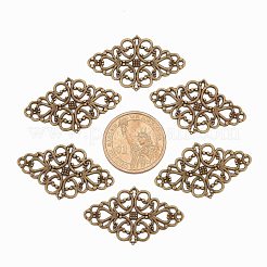 Tibetan Style Alloy Rhombus Filigree Joiners Links&nbsp;TIBE-5377-AB-FF