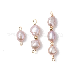 Natural Pearl Potato Beaded Connector Charms&nbsp;PALLOY-JF04902