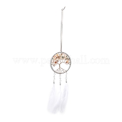 Woven Web/Net with Feather Pendant Decorations&nbsp;HJEW-I013-02
