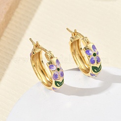 Brass Enamel Hoop Earrings for Women&nbsp;EJEW-A168-02G