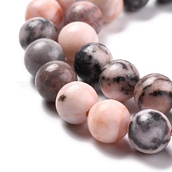 Natural Pink Zebra Jasper Round Bead Strands&nbsp;G-E334-8mm-11