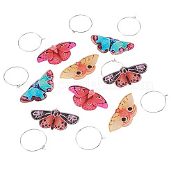 4 Pairs 4 Colors Butterfly Alloy & Acrylic Hoop Earrings&nbsp;EJEW-TA0001-88A