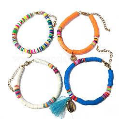 Starfish & Shell & Cross & Heart & Tassel Charm Anklets Set&nbsp;AJEW-SW00001