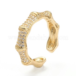 Brass Micro Pave Clear Cubic Zirconia Cuff Rings&nbsp;ZIRC-M117-06G