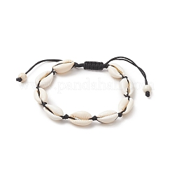 Natural Shell & Synthetic Turquoise Braided Bead Bracelet for Women&nbsp;BJEW-JB09245