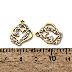 304 Stainless Steel Clay Rhinestone Pendants&nbsp;STAS-P406-17D-G