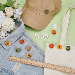 12Pcs 4 Colors Daisy Electroplate Alloy Brooch Pin&nbsp;JEWB-FG0001-43