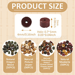 200Pcs 4 Styles Natural Dragon Blood & Picture Jasper & Natural Polychrome Jasper & Mookaite Beads&nbsp;G-TA0003-05A