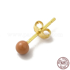 Enamel Round Ball Stud Earrings&nbsp;EJEW-C020-01G-05