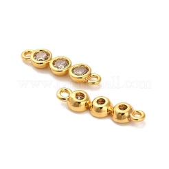 Brass Pave Clear Cubic Zirconia Triple Flat Round Connector Charms&nbsp;KK-H515-02B-G