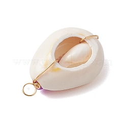 6Pcs 6 Styles Natural Cowrie Shell & Glass Seed Beads Pendants&nbsp;PALLOY-JF02759-03