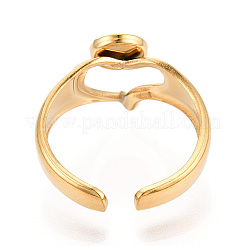 Heart 304 Stainless Steel Cuff Ring Components&nbsp;STAS-T066-11G