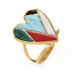 Heart 304 Stainless Steel Enamel Finger Rings for Women&nbsp;X-RJEW-G355-02G