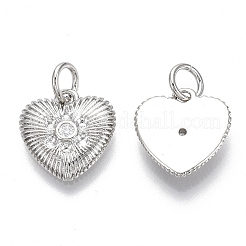 Brass Micro Pave Clear Cubic Zirconia Charms&nbsp;KK-S356-018P-NF