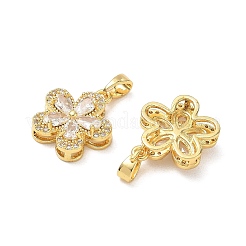 Brass Micro Pave Clear Cubic Zirconia Pendants&nbsp;CU-CBA84C5-06G