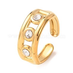 304 Stainless Steel Pave Clear Cubic Zirconia Cuff Open Rings&nbsp;RJEW-D356-02G