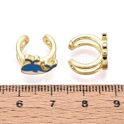 Whale Brass Enamel Cuff Earrings&nbsp;EJEW-T049-05G