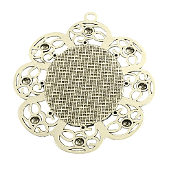 Tibetan Style Alloy Oval Tray Cabochon Settings&nbsp;TIBEP-5434-AS-LF