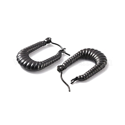Ion Plating(IP) 304 Stainless Steel Rectangle Hoop Earrings&nbsp;EJEW-P198-01EB
