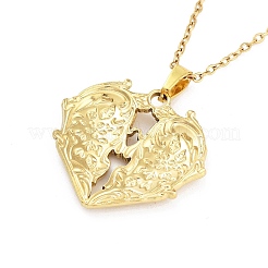 Heart with Flower 304 Stainless Steel Pendant Necklaces&nbsp;NJEW-G083-03B-G