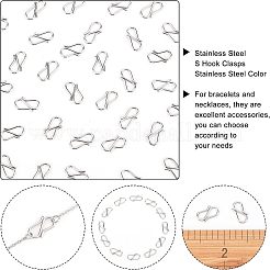 304 Stainless Steel S Hook Clasps&nbsp;STAS-UN0004-92P