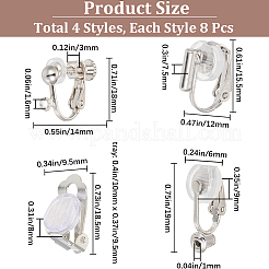 32Pcs 4 Style Brass Clip-on Earring Converters Findings&nbsp;KK-SP0001-28P