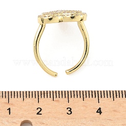 Heart Brass Micro Pave Cubic Zirconia Cuff Rings for Women&nbsp;RJEW-A069-12G-02