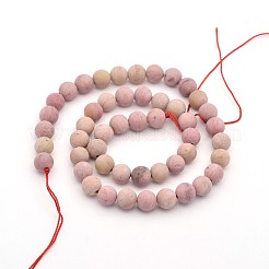 Frosted Round Natural Rhodonite Beads Strands&nbsp;G-E302-105-8mm