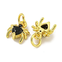 Rack Plating Brass Micro Pave Cubic Zirconia Spider Charms&nbsp;ZIRC-I065-02F