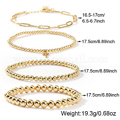 Adjustable Handmade Brass Round Beaded Stretch Bracelet Set for Women&nbsp;TC8995