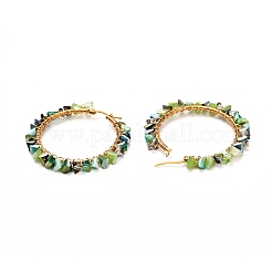 Electroplate Glass Triangle Beads Hoop Earrings&nbsp;EJEW-JE04600