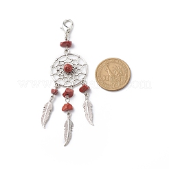 8Pcs Woven Net/Web with Feather Pendant Decoration&nbsp;HJEW-JM00769