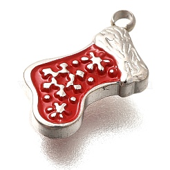 Christmas 304 Stainless Steel Red Enamel Charms&nbsp;STAS-L022-468P