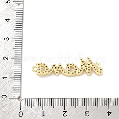 Mother's Day Brass Micro Pave Cubic Zirconia Word Mama Links Connector Charms&nbsp;KK-D235-03G-01